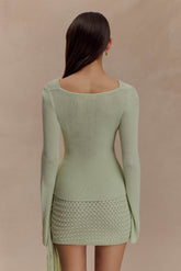 Elowen Knit Cowl Long Sleeve Top - Pastel Green